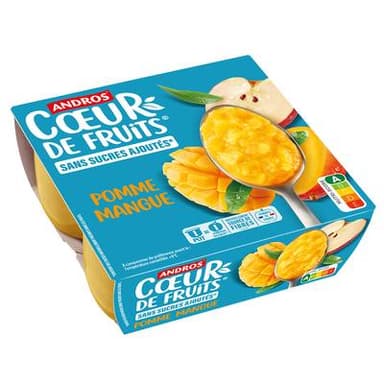 Andros Mangue pomme sans sucre ajouté, 4x100g