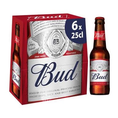 Bud Bière blonde 5°, 6x25cl