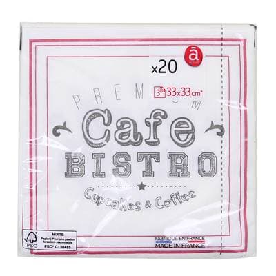 ACTUEL Serviettes 33x33cm Bistro, 20 serviettes
