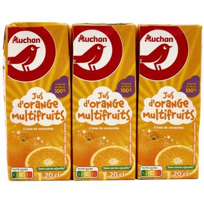 Auchan Jus d'orange multifruits, 6x20cl