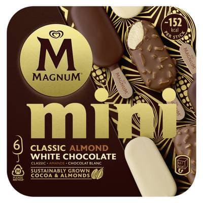 Magnum Mini Mini Bâtonnets Glacés 3 variétés, 6 bâtonnets - 249g