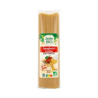 Jardin Bio Etic Pâtes spaghetti semi complètes Cuisson rapide bio, 500g