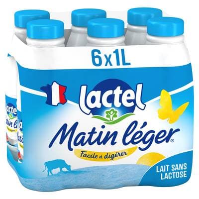 Matin Léger de Lactel Lait sans lactose 1,2% mg, 6x1L