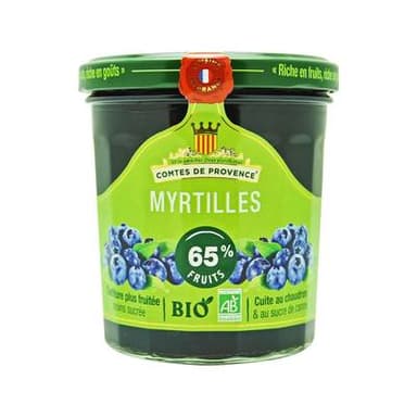 Comtes de Provence Confiture de Myrtilles Bio allégée en sucres, 350g