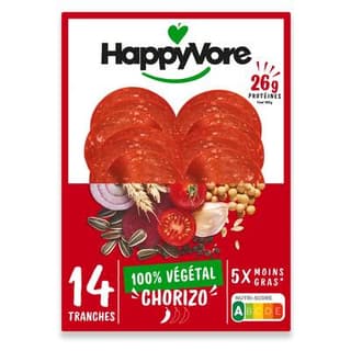 HappyVore Chorizo végétal, 14 tranches - 90g