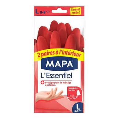 Mapa Gants de ménage L'essentiel 8-8,5, 4 gants - Taille L