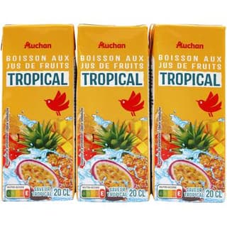 Auchan Boisson aux jus de fruits tropical, 6x20cl