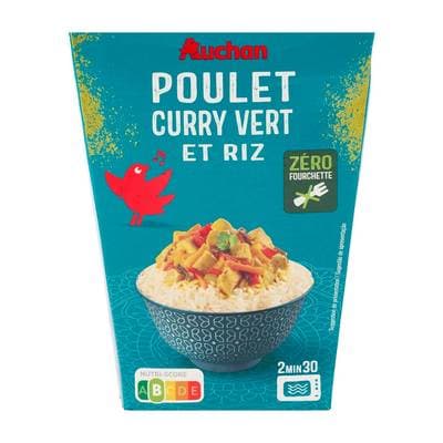 Auchan Box Poulet Curry Vert et Riz, 300g