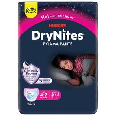Huggies Culottes de nuit Fille 17 - 30 kg 4 - 7 ans, 16 culottes