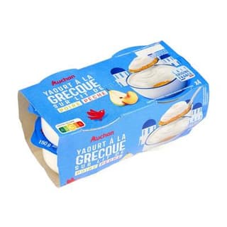 Auchan Yaourt à la grecque sur lit de poires pêches, 4x150g