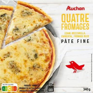 Auchan Pizza pâte fine 4 fromages, 340g