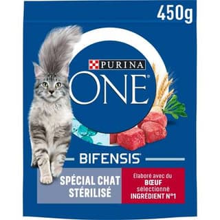 Purina - One Croquettes Boeuf pour chat adulte stérilisé, 450g