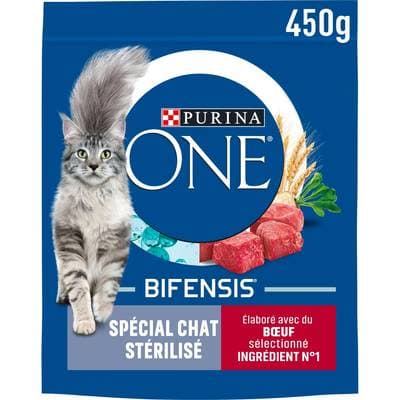 Purina - One Croquettes Boeuf pour chat adulte stérilisé, 450g