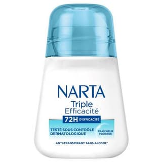 Narta Déodorant Bille Triple Efficacité 72H Fraîcheur Poudrée, 50ml