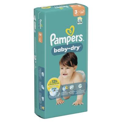 Pampers Babydry Geant Couches Bébés Baby-Dry 6-10kg T3, 50 couches