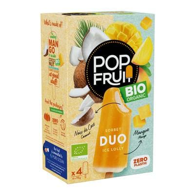 Pop' Fruit Bâtonnets Mangue Coco Bio, 4 Bâtonnets - 280g