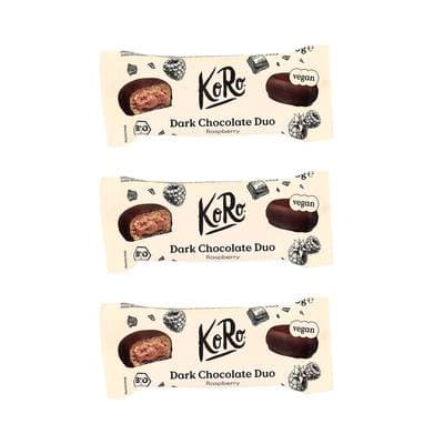 Koro Duo Chocolat Noir Framboise Bio, Lot de 3 - 2x20g