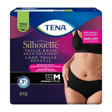 Tena Sous vêtement incontinence silouette noir taille M, 12 culottes
