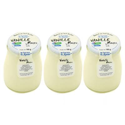 La Ferme du manège Yaourt maigre Vanille, Lot de 3x180g