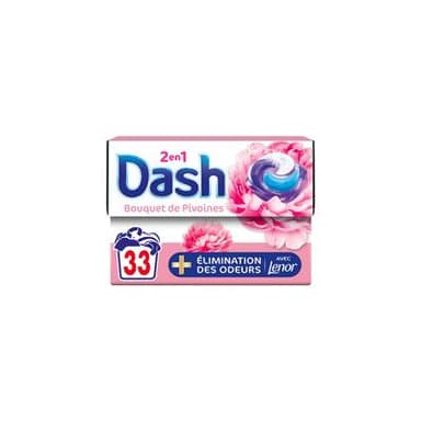 Dash Lessive capsules 2 en 1 bouquet de pivoines, 33 capsules