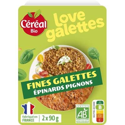 Céréal Bio Galettes de céréales aux épinards et pignons bio, 2x90g