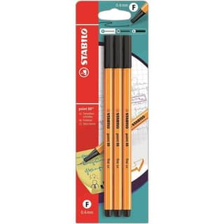 Stabilo Crayon feutre Point 88 noir, Lot de 3 feutres