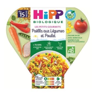 Hipp - Les Petits Gourmets Paëlla aux Légumes et Poulet Bio Assiette Bébé Dès 15 mois, 250g