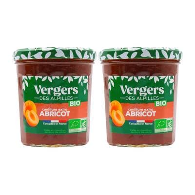Vergers des Alpilles Confiture Extra Abricot Bio, Lot de 2x370g