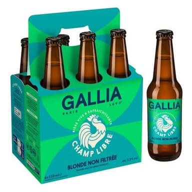 Gallia Bière blonde non filtrée 5.8°, 6x33cl