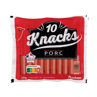 Auchan Knacks au Porc, 10 saucisses - 350g