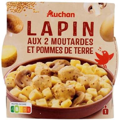Auchan Lapin aux 2 moutardes et ses pommes de terre, 300g