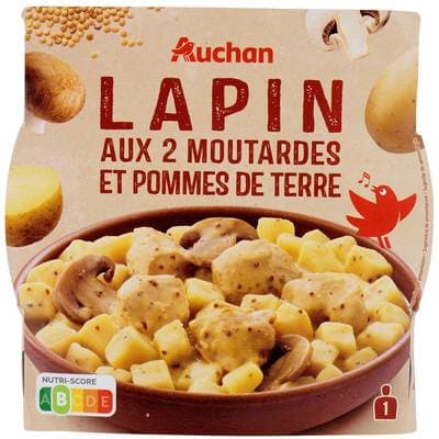 Auchan Lapin aux 2 moutardes et ses pommes de terre, 300g