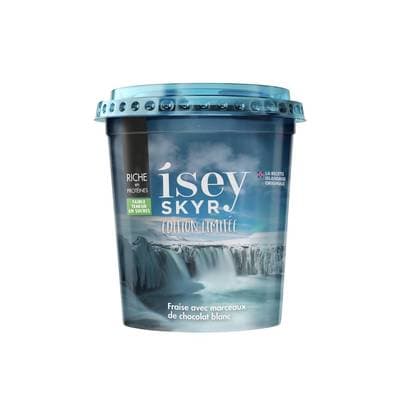 Isey Skyr à la fraise avec morceaux de chocolat blanc, 400g