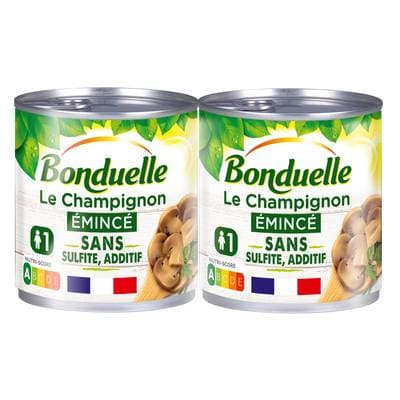 Bonduelle Champignons émincés sans sulfite et sans additif, 2x115g