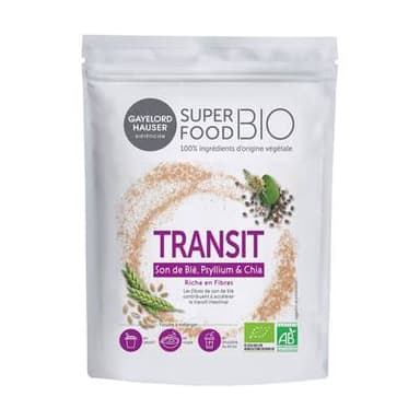 Gayelord Hauser Poudre de son de blé psyllium & chia bio - Transit, 150g