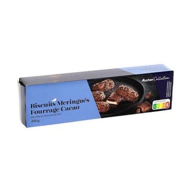 Auchan Collection Biscuits meringués fourrage cacao, 100g