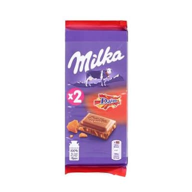 Milka Lait éclats de caramel daim, 2x100g