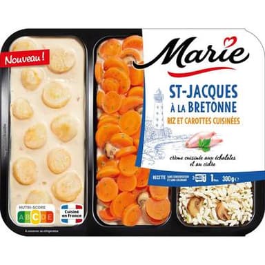 Marie Saint-Jacques à la Bretonne, Riz et Carottes Cuisinées, 300g