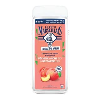 Le Petit Marseillais Gel douche et bain pêche blanche bio et nectarine bio, 650ml