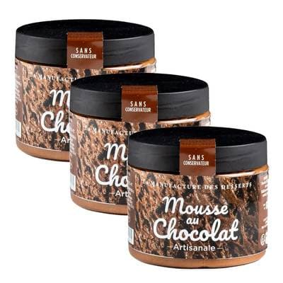 La manufacture des desserts Mousse au Chocolat Artisanale, Lot de 3x80g