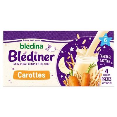 Blédina - Blédîner - Céréales lactées Carottes Brique Bébé Dès 6 mois