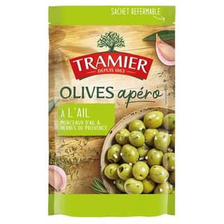 Tramier Olives apéro à l'ail en sachet, 150g