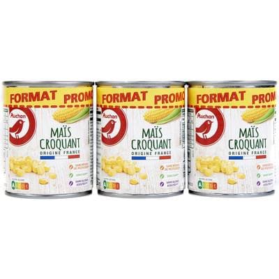 Auchan Maïs croquant sans residu de pesticides, 3x165g