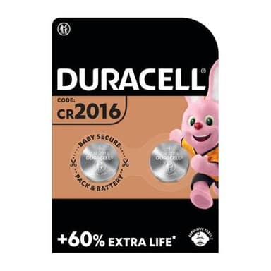 Duracell 2 Piles bouton Lithium CR 2016, 2  piles