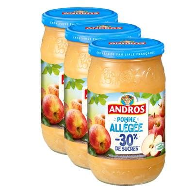 Andros Compote de Pomme Allégée, Lot de 3x730g