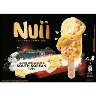 Nuii Bâtonnets glacés lemon cheesecake chocolat blanc yuzu, 4x70g