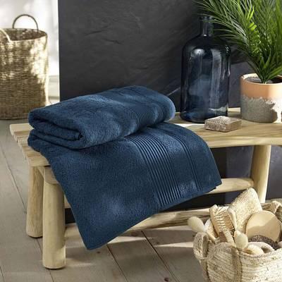 3574388015484 - Douceur D Interieur - Drap de bain éponge unie bleu Saphir