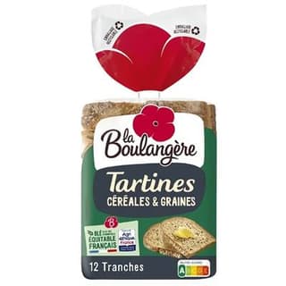 La Boulangère Tartines aux céréales et graines, 12 tranches - 450g
