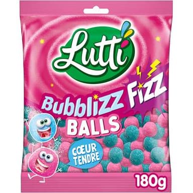 Lutti Bonbon Bubblizz Fizz Balls Coeur Tendre, 180g