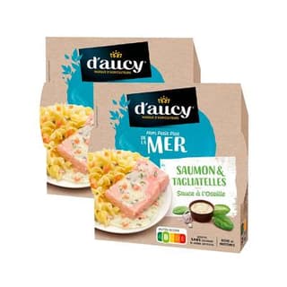 D'aucy Filets de saumon et tagliatelles, Lot de 2x300g